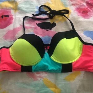 Multicolor neon bikini top